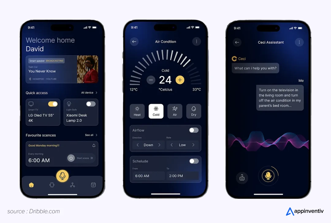 Dark mode feature of a green app