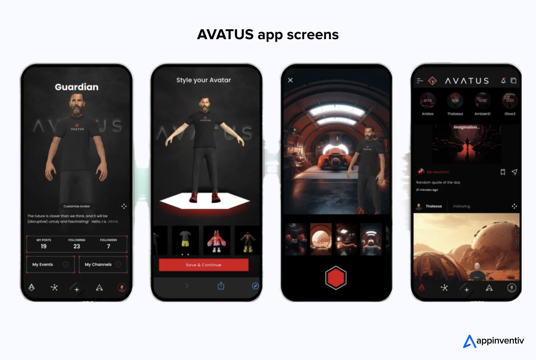 AVATUS app screens
