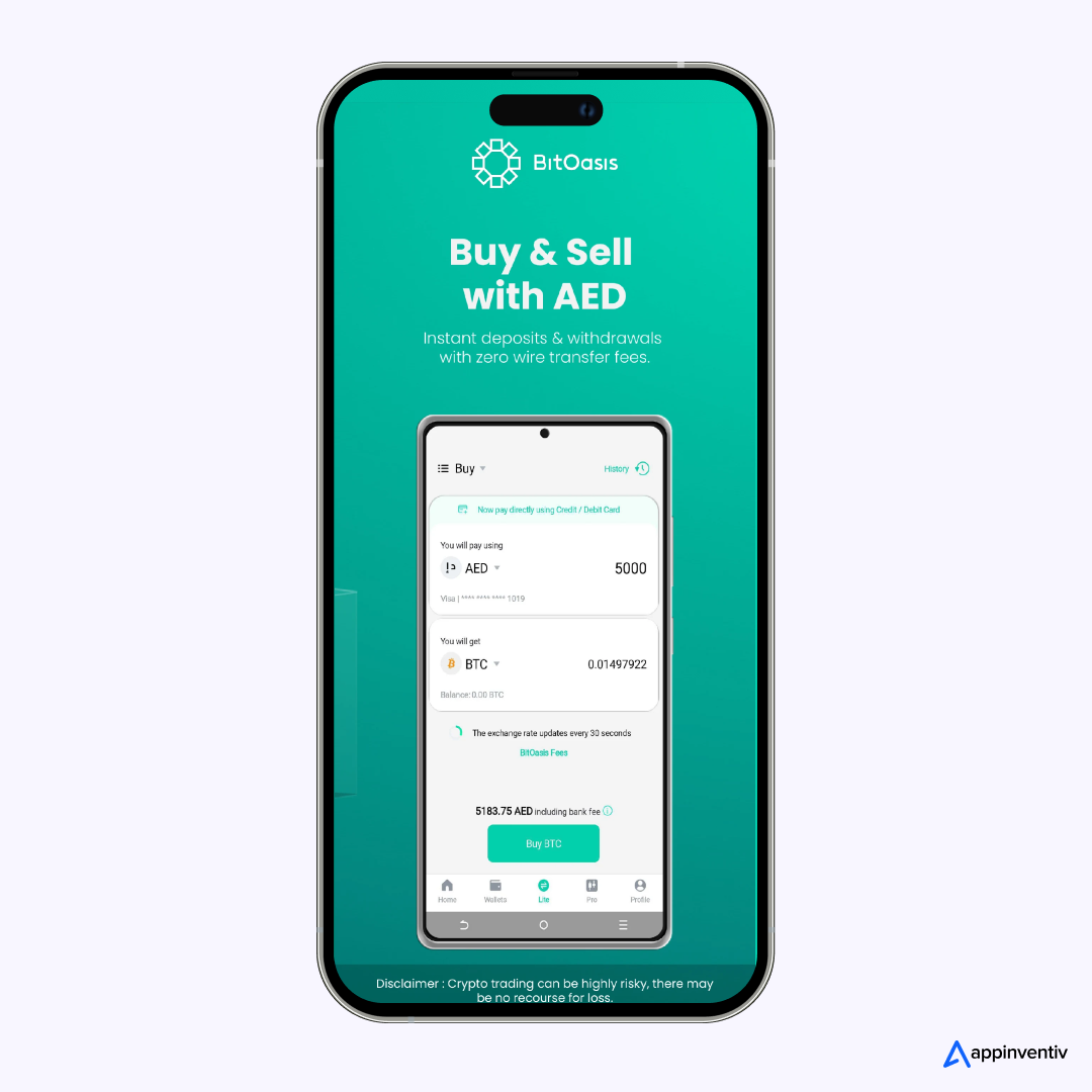 Deposit and Withdrawal Integration in BitOasis app