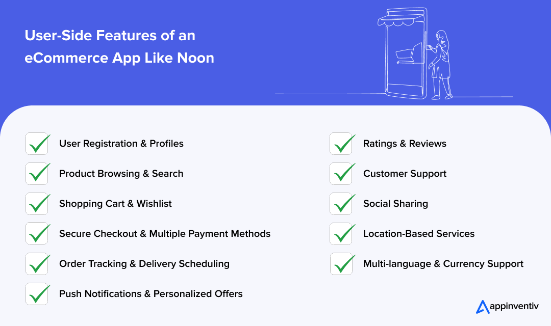 User-Side Features of an eCommerce App Like Noon