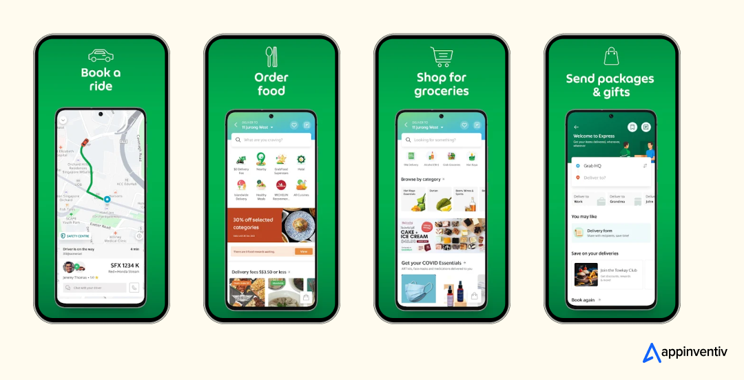 Grab app screens