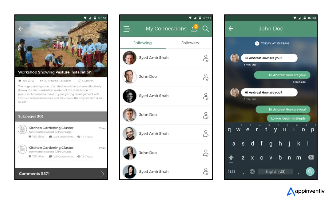 MAAN app screens 