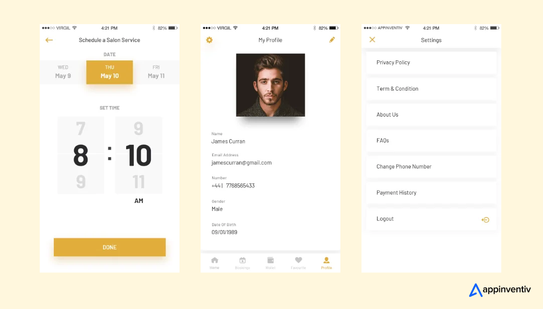 Empire app screens