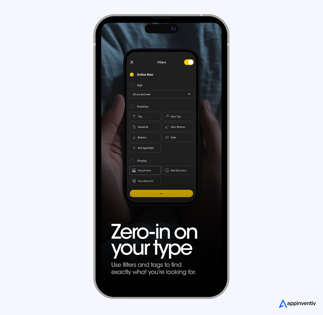 Advanced Search & Filters in Grindr-like app