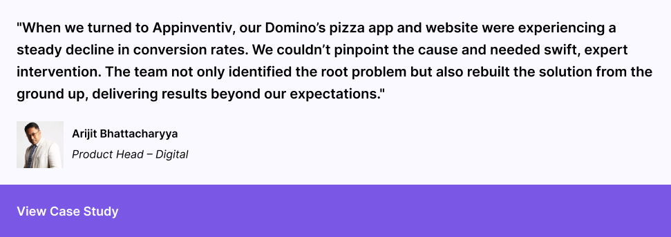 Dominos' case study testimonial