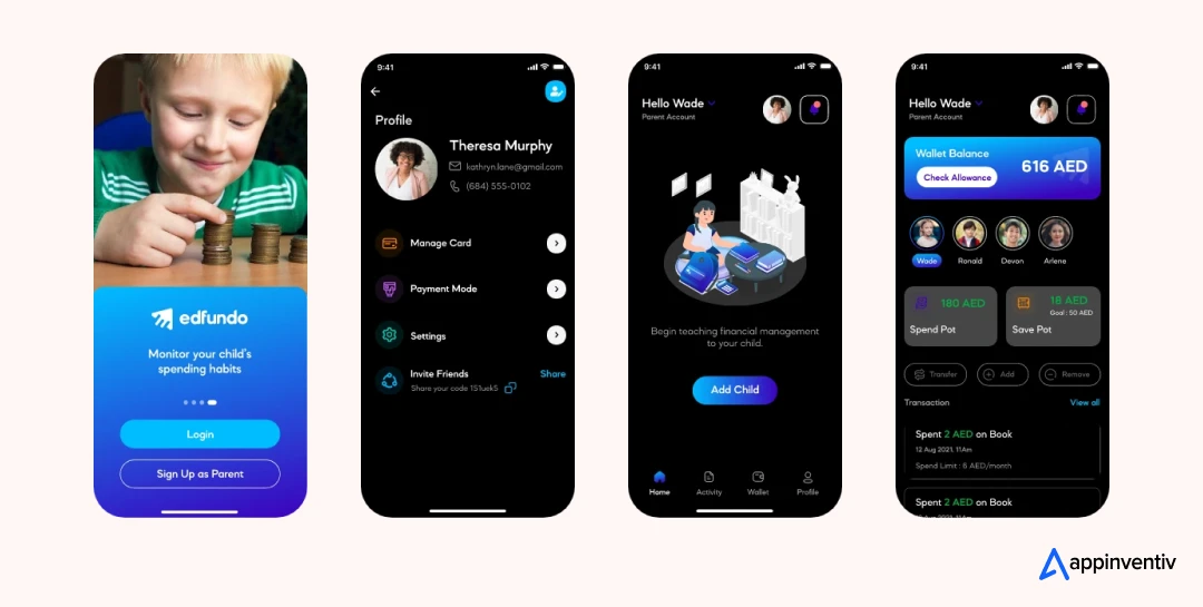 Edfundo app screens