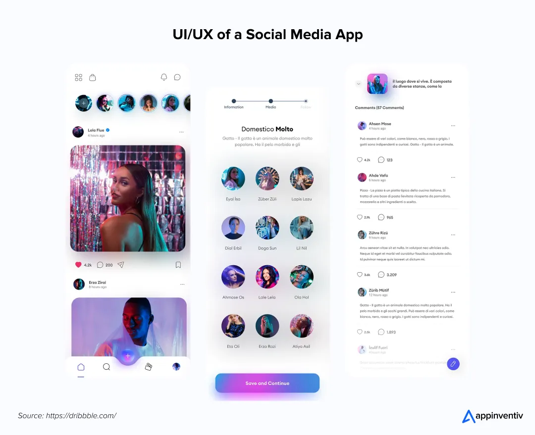 UI/UX of a Social Media App 