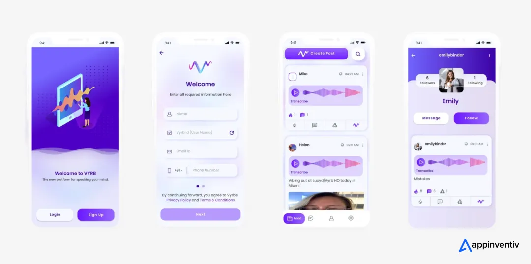 Vyrb 3 app screens
