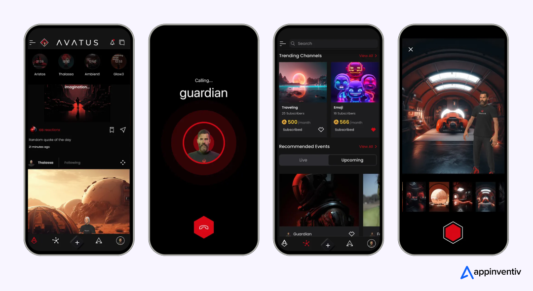 AVATUS app screens AVATUS app screens