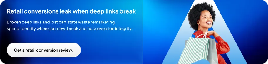 Appinventiv Insight: Retail conversions leak when deep links break