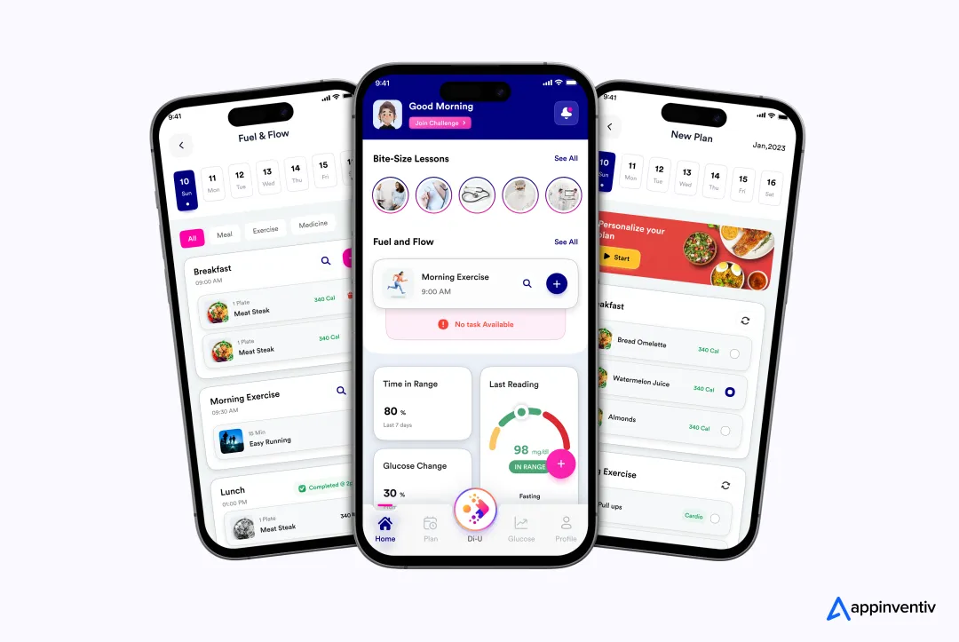 DiabeticU app screens DiabeticU app screens